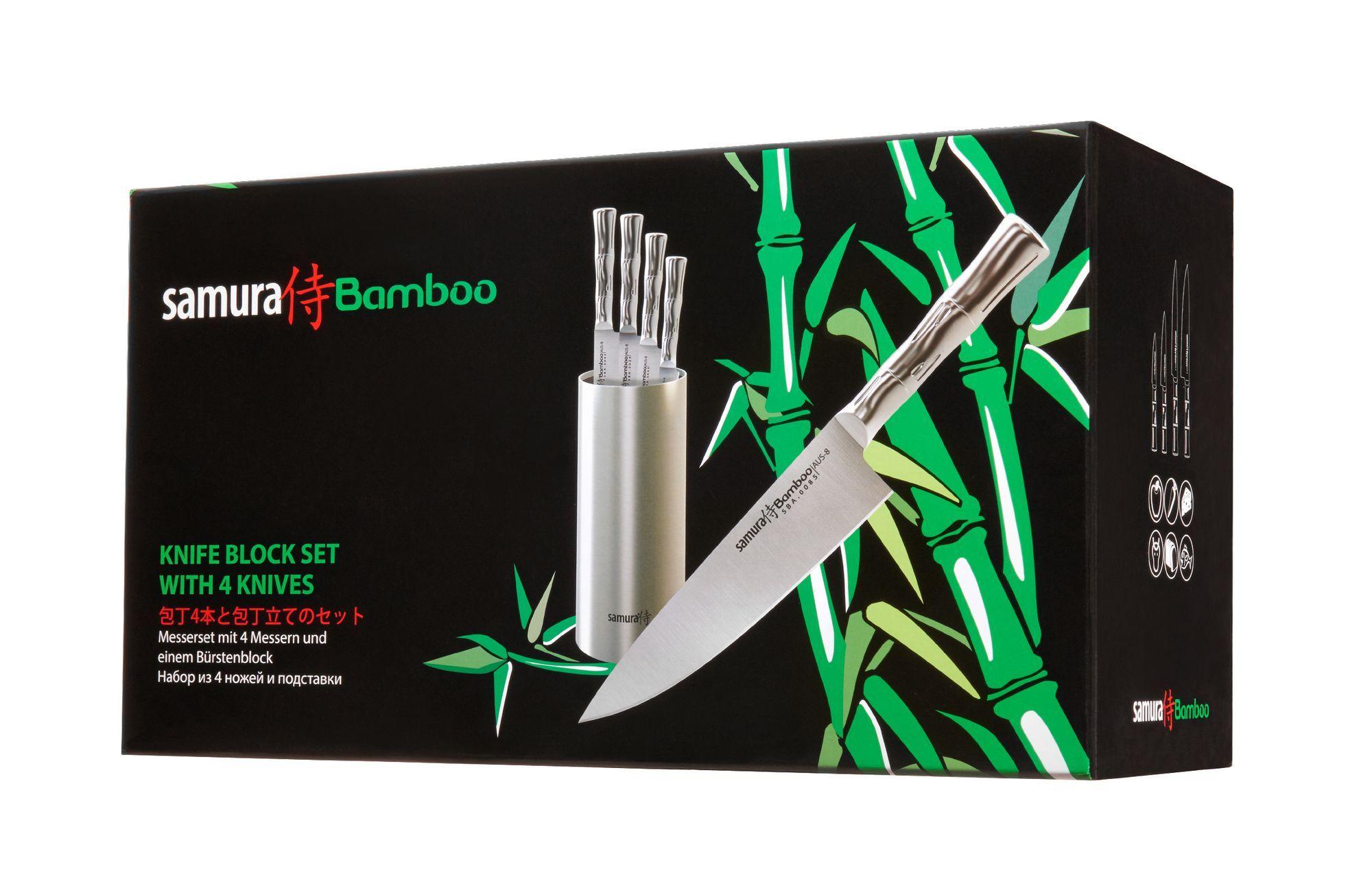 Komplektis 4 nuga ja alus Samura Bamboo SBA-05 - Image 3
