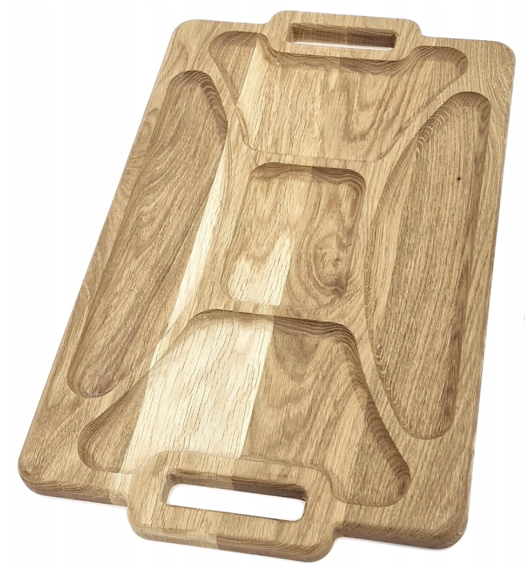 Ąžuolinis serviravimo padėklas užkandžiams (48 × 28 cm) Ąžuolinis serviravimo padėklas užkandžiams (48 × 28 cm)