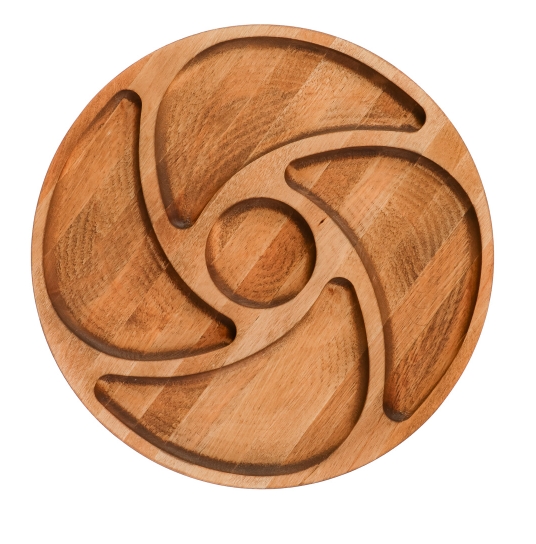 Ąžuolinis serviravimo padėklas su 5 sekcijomis (Ø 28 cm, 1,8 cm storio) Ąžuolinis serviravimo padėklas su 5 sekcijomis (Ø 28 cm, 1,8 cm storio)