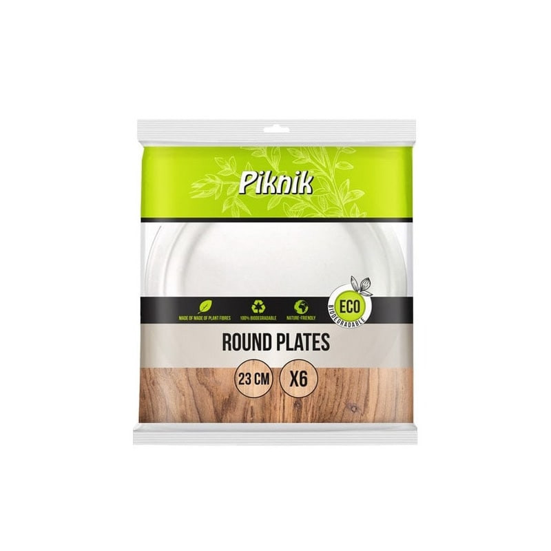 vienkartines-lekstes-is-cukranendriu-piknik-eco-6vnt Piknik ECO Vienkartinės lėkštės iš cukranendrių, 23cm, 6 vnt. | Ekologiškos, kompostuojamos (Kopija) - Image 1
