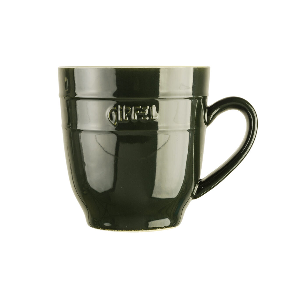 GIPFEL Keraminis puodelis Majolica 3925 | 250 ml, Tamsiai žalias, Ilgai išlaiko šilumą