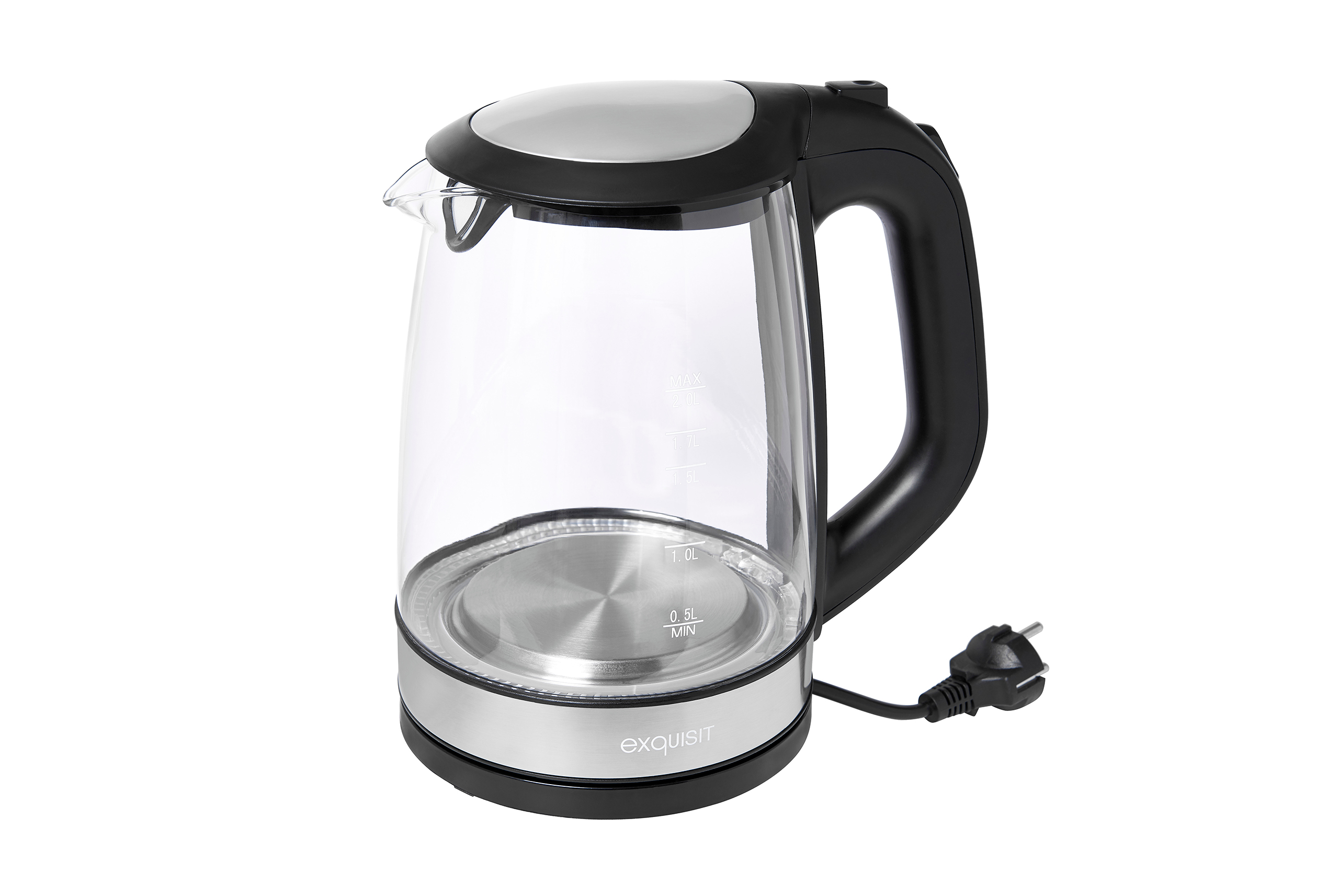 Elektrinis-Virdulys-Exquisit-WK-3501-SWG Exquisit Elektripliit WK 3501 SWG | 2 L, 2200 W, Klaaskorpus, 360° alus - Image 1