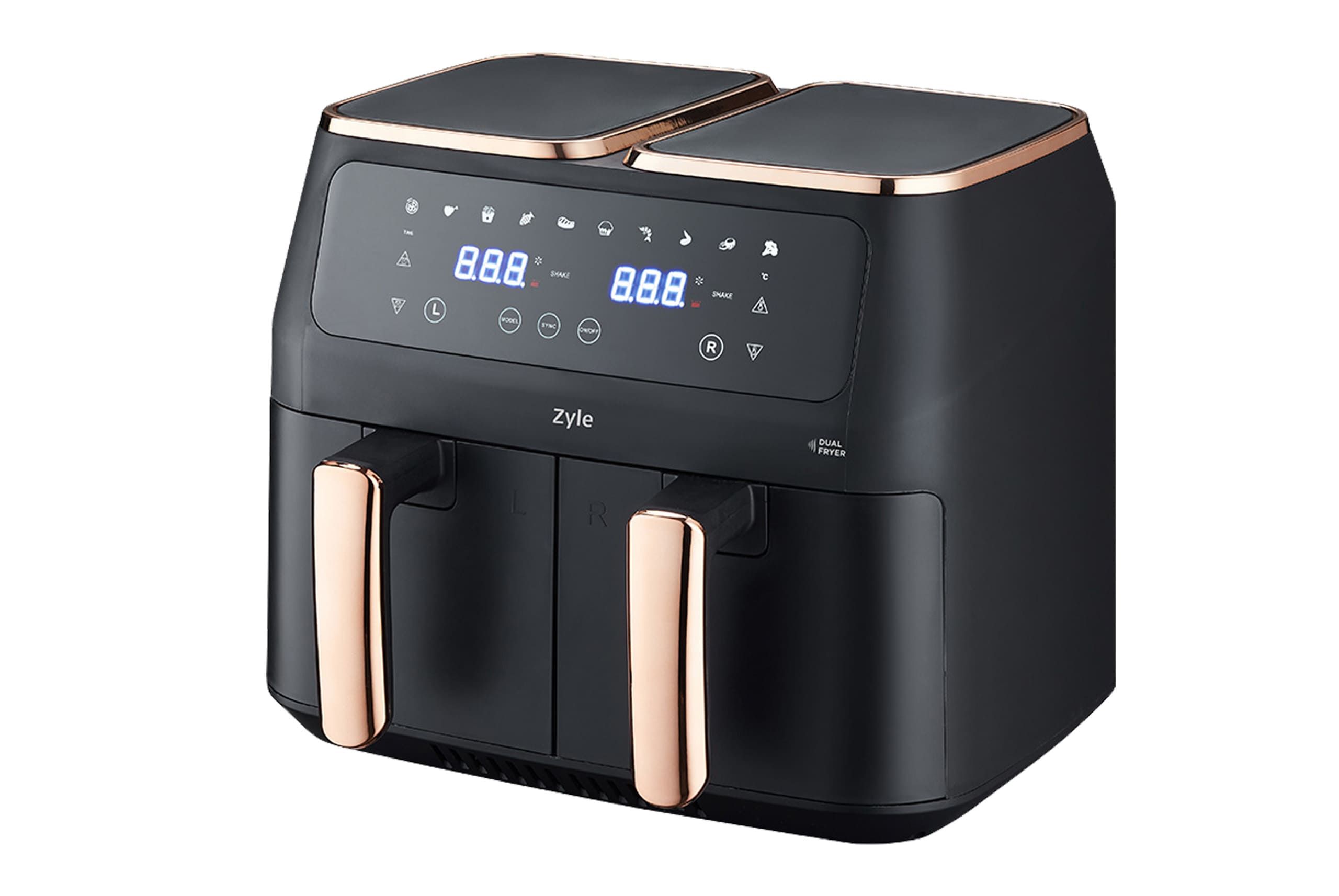 Karsto-oro-gruzdintuve-ZY029AF Zyle kahepoolne kuumaõhufritüür ZY029AF | 8 L (2 x 4 L), 2800 W, 10 programmi, sünkroniseerimine - Image 1