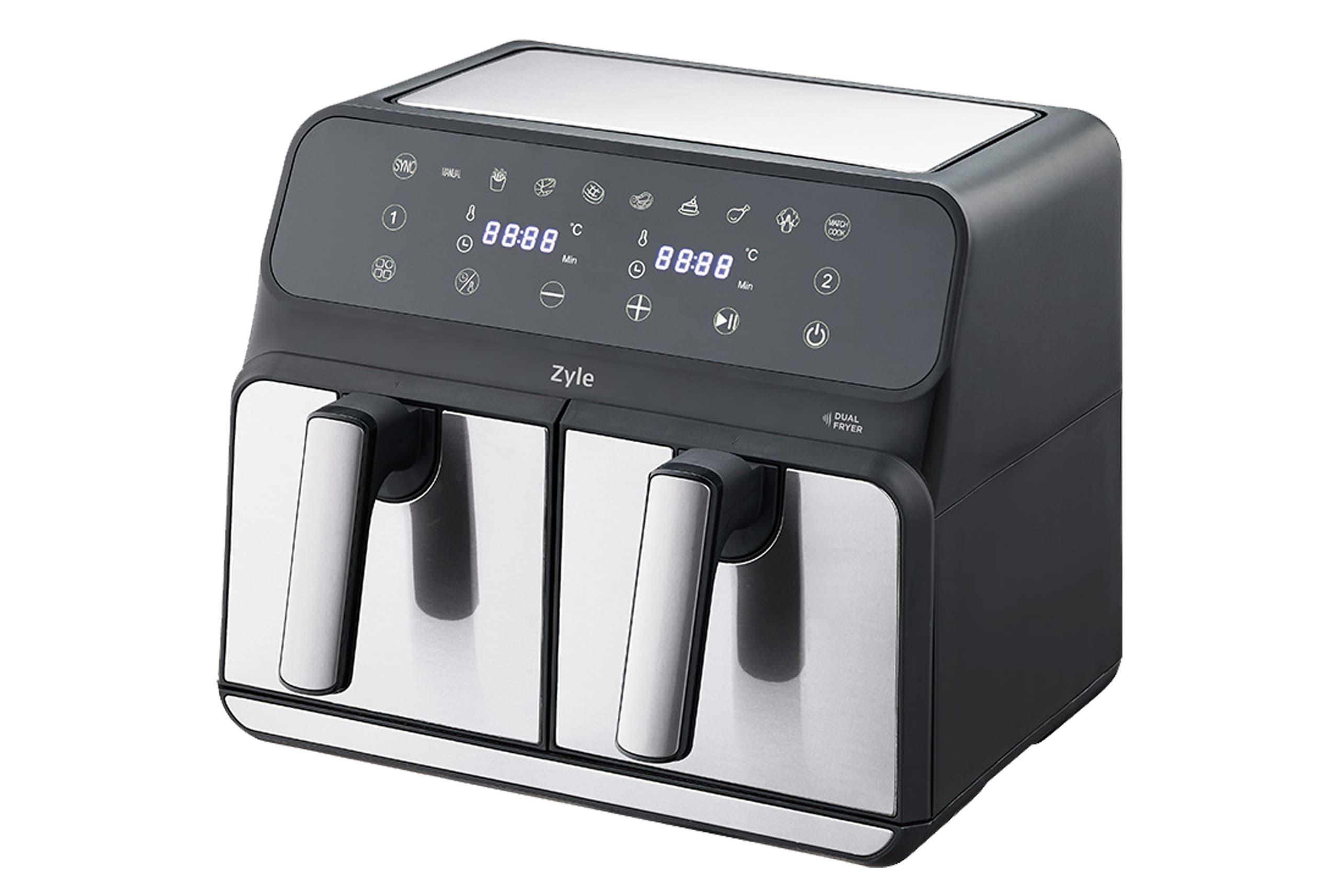 Karsto-oro-gruzdintuve-ZY802DAF ZYLE kuumaõhufritüür ZY802DAF | 1700 W, 8 l (2x4 l), sünkroniseerimisfunktsiooniga - Image 1