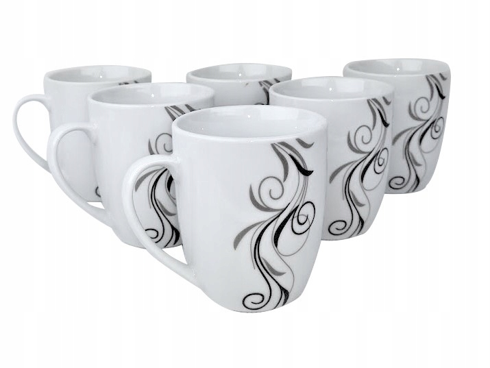 STOJAK-NA-KUBKI-ZESTAW-KUBKOW-DO-KAWY-HERBATY-6-OSOB-PORCELANA-WZORY-300ML-EAN-GTIN-5907550029503 Violet Puodelių rinkinys su stovu VC431K, 6 vnt., 300 ml | Keramika, Galima plauti indaplovėje