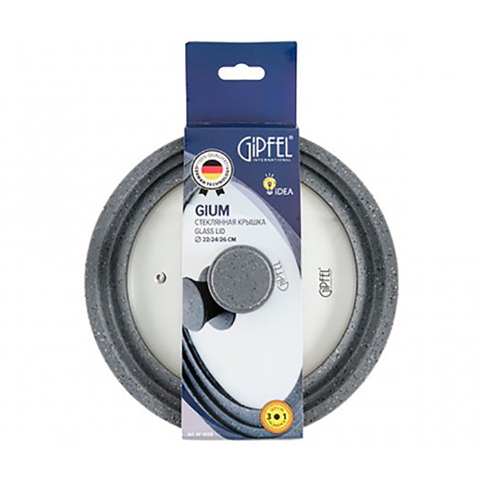 gipfel-1028 GIPFEL Universaalne kaas GIUM 1028 | 22-24-26 cm, Klaas ja Silikoon - Image 1