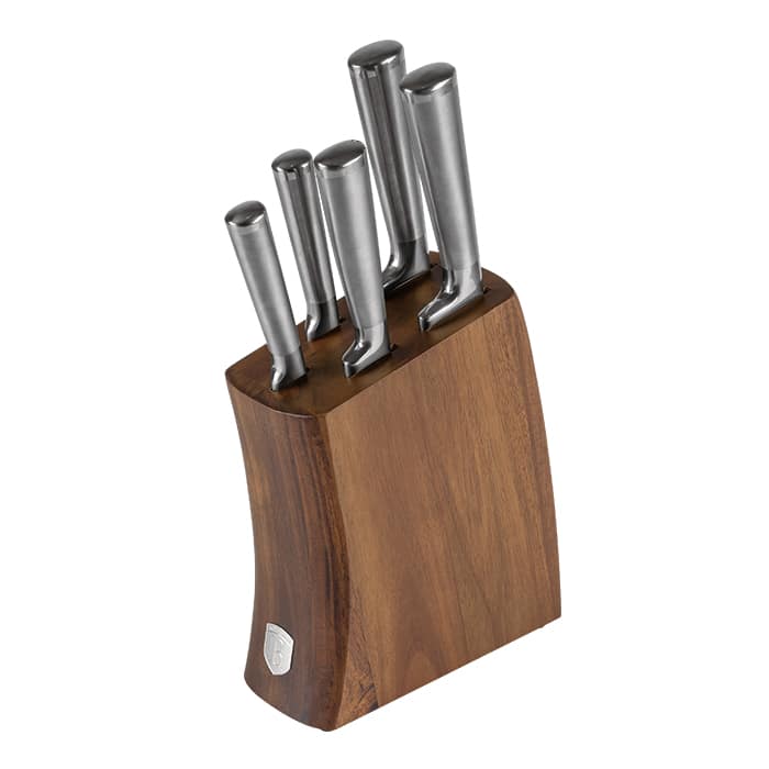 BH-3124-3 Berlinger Haus Peilių rinkinys su akacijos stovu BH3124 | 6 dalys, Nerūdijantis plienas