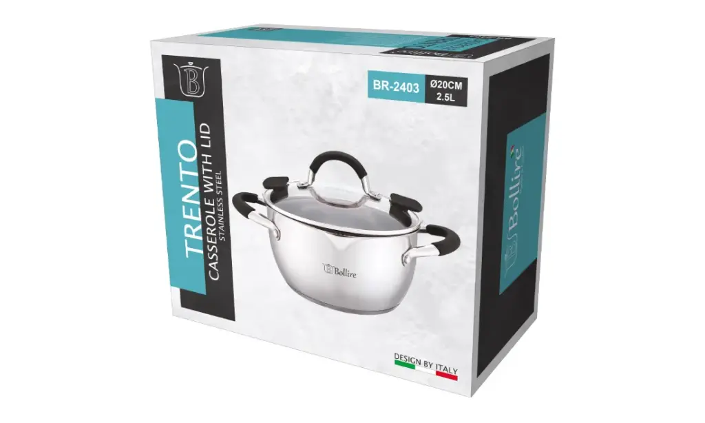 TRENTO Puodas BR-2403 | 2.5 L, 20 cm, Nerūdijantis plienas su silikonu