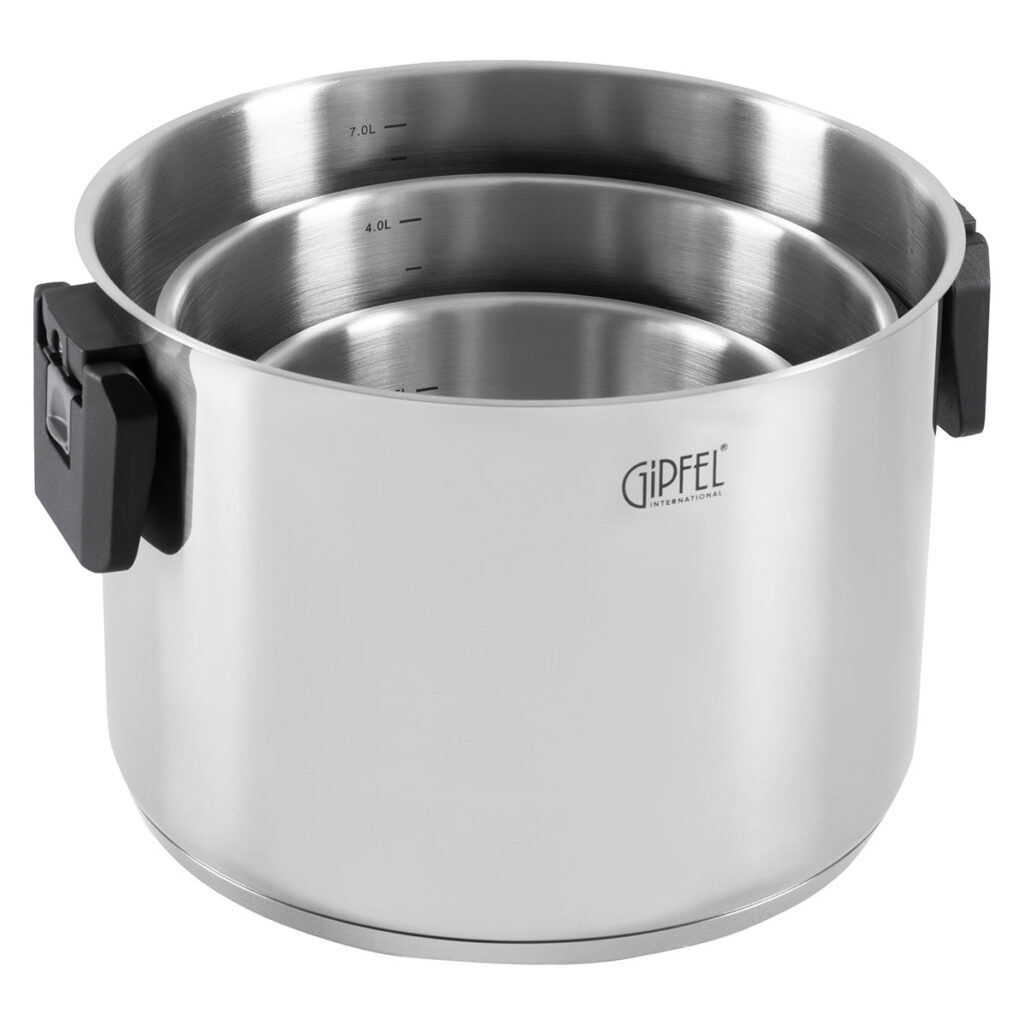 GIPFEL Puodų rinkinis Compact 51812 | 6 dalys, Plienas 18/10, Sulankstomos rankenos