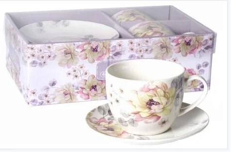 Screenshot_1-20 Portselanist tasside ja alustasside komplekt lillemustriga, 2 tk x 250 ml - Image 1