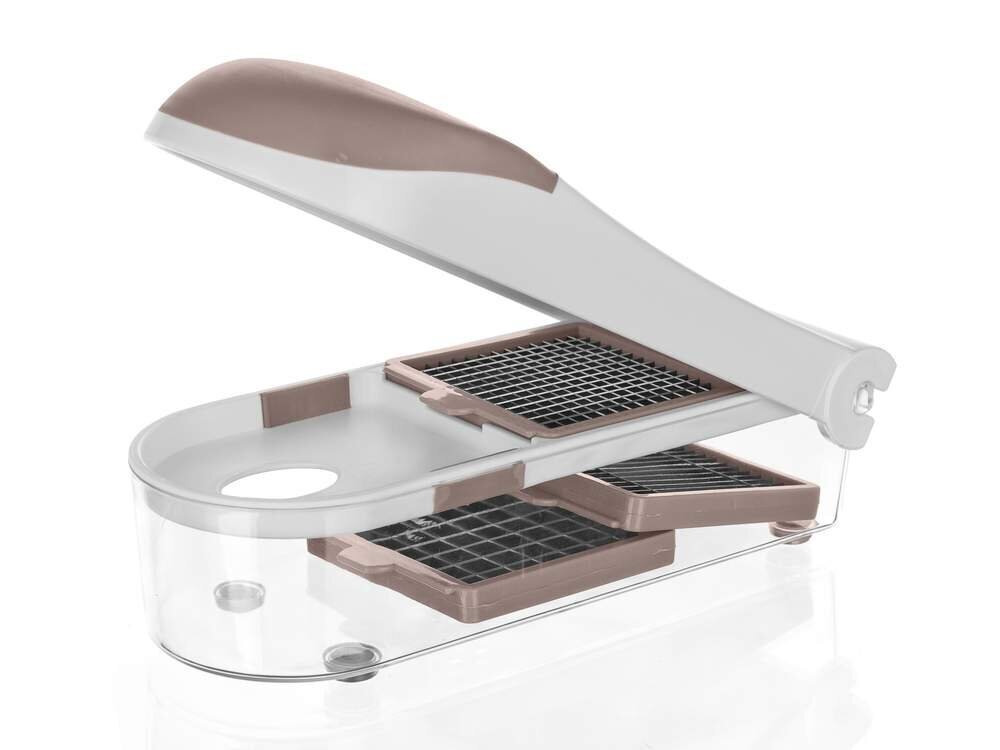 daugiafunkcinis-darzoviu-pjaustytuvas-su-trimis-antgaliais_reference Multifunktsionaalne köögiviljariiv BANQUET konteineri ja 6 otsikuga - Image 1