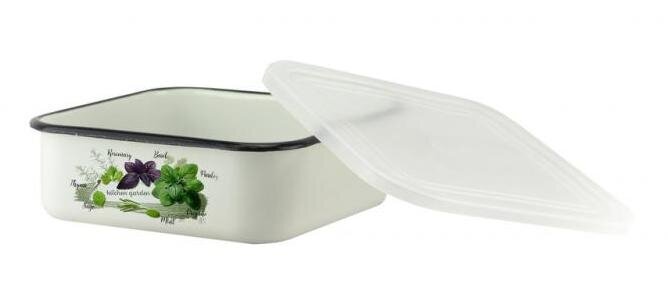 emaliuotas-padeklas-su-dangciu-1-l-cff58_reference Emailitud ruudukujuline toidunõu (karbik), 1.0 L, kaanega - Image 1