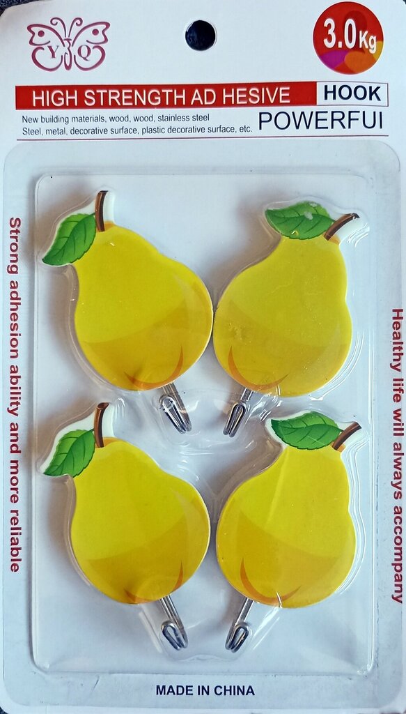 lipnieji-kabliukai-4-vnt-099c4_reference Isekleepuvate konksude komplekt, 4 tk, kuni 3 kg (MIX) - Image 1