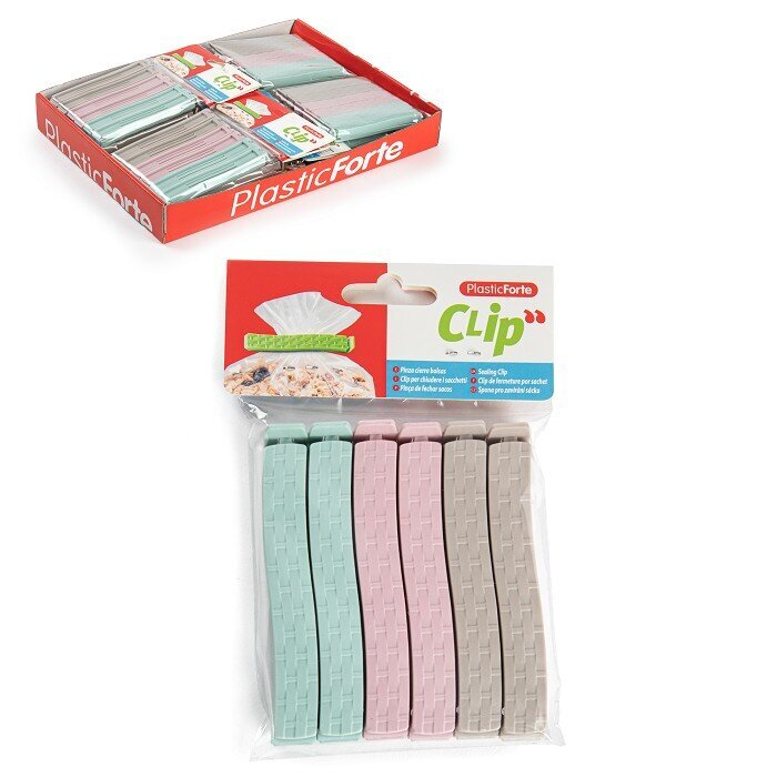 spaustukai-spalvoti-6-vnt-b7ff3_reference Värvilised plastklambrid kottidele Plastic Forte, 11,5 cm, 6 tk - Image 1