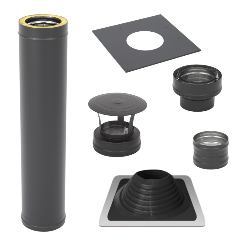 izoliuotas-kaminas-d115210mm-1m-komplektas-juodas-master-flash-8 Juodas Izoliuoto Kamino Komplektas | D115/210 mm | 1 m | AISI 304 | Master Flash №8