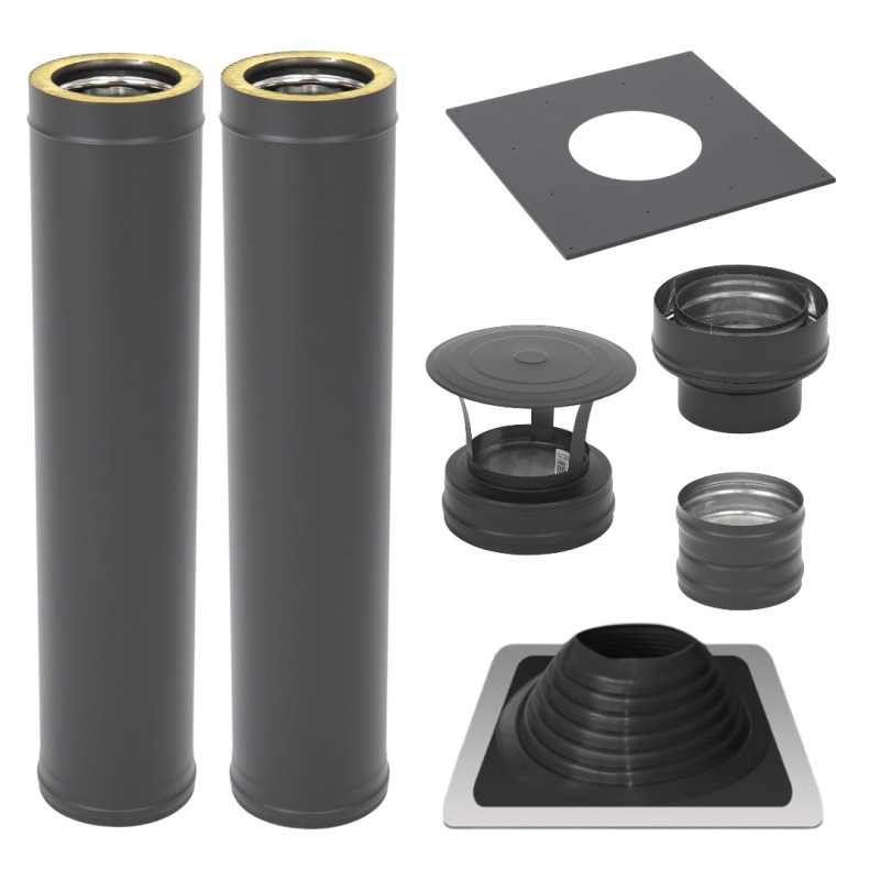 izoliuotas-kaminas-d115210mm-2m-komplektas-juodas-master-flash-8 Juodas Izoliuoto Kamino Komplektas | D115/210 mm | 2 m | AISI 304 | Master Flash №8