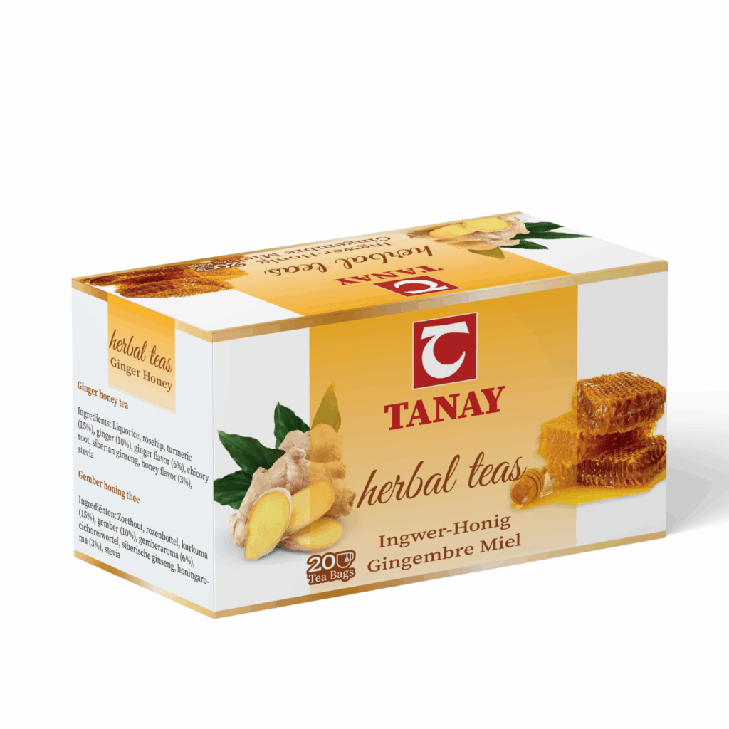 Žolelių arbata TANAY su imbieru ir medumi | 20 x 1,5 g | Šildantis poveikis