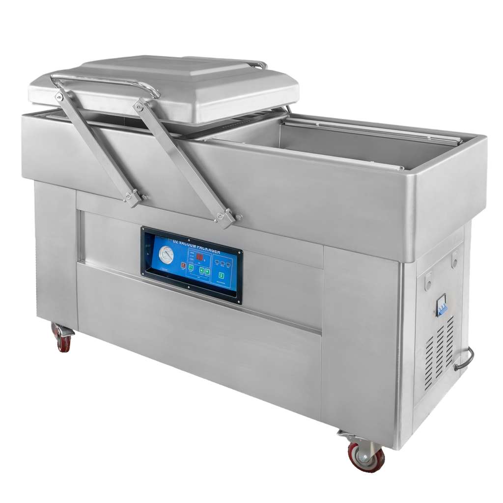 Pakowarka-prozniowa-2-komorowa-Mega-M-D601cm-wydajnosc-40m3h-4-listwy-zgrzewarka-prozniowa-MTP007096-1 Dviejų kamerų vakuuminis pakavimo aparatas Mega-M (60 cm)