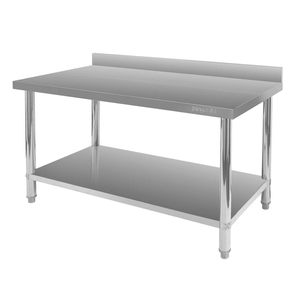 Stol-gastronomiczny-ze-stali-nierdzewnej-przyscienny-z-polka-Mega-M-X-STANDARD-140x60x85-cm-MTP007140-7 Priešsieninis stalas su lentyna Mega-M X STANDARD